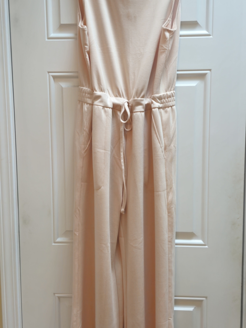 Sleeveless Boot-Cut Jumpsuit in Light Blush